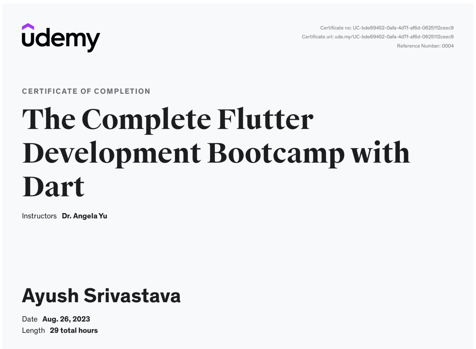 Flutter Development Bootcamp